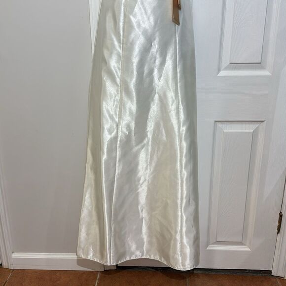 Jessica McClintock Gunne Sax Strapless Embroidered Gold Lace Satin Maxi Dress 1 - Picture 3 of 12